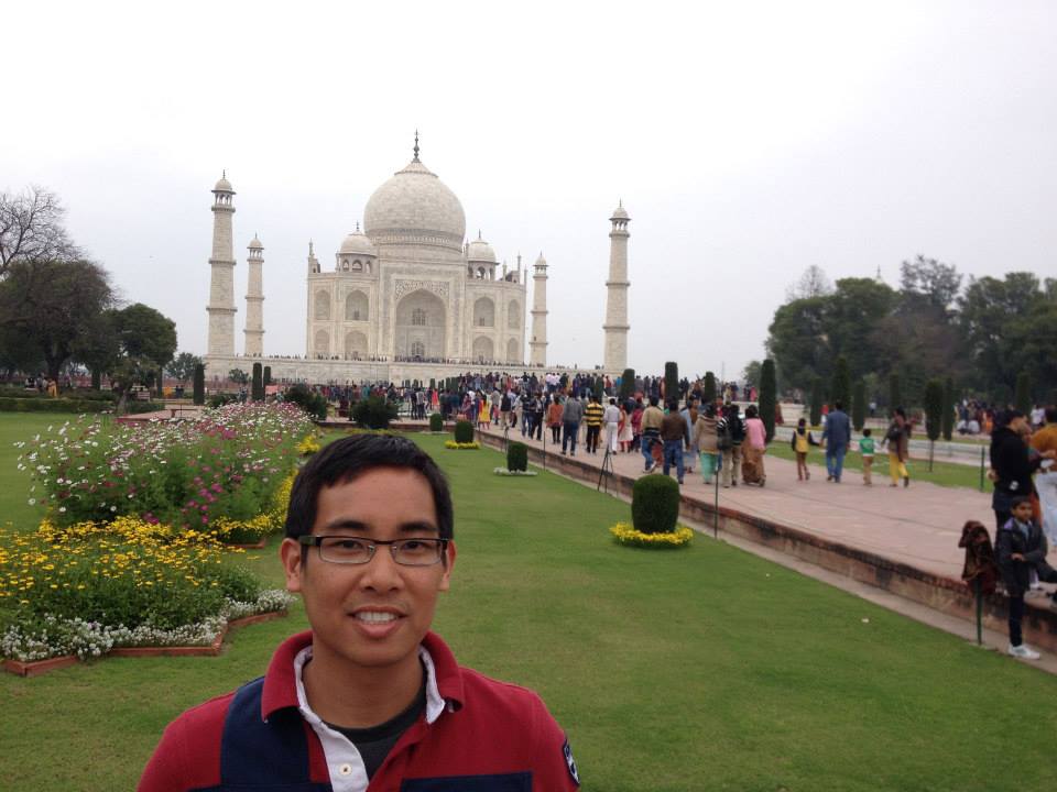 Visiting the Taj Mahal.