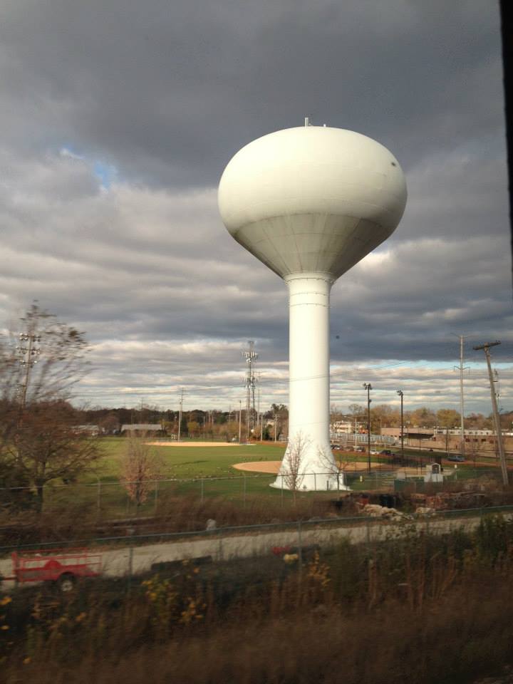 California Zephyr - Water Tower in Northern Illinois