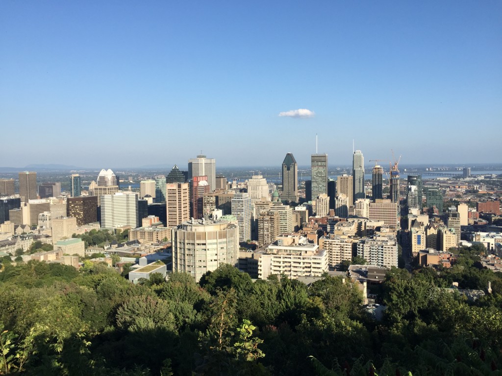 View of Montreal from Mount Royal Park. 