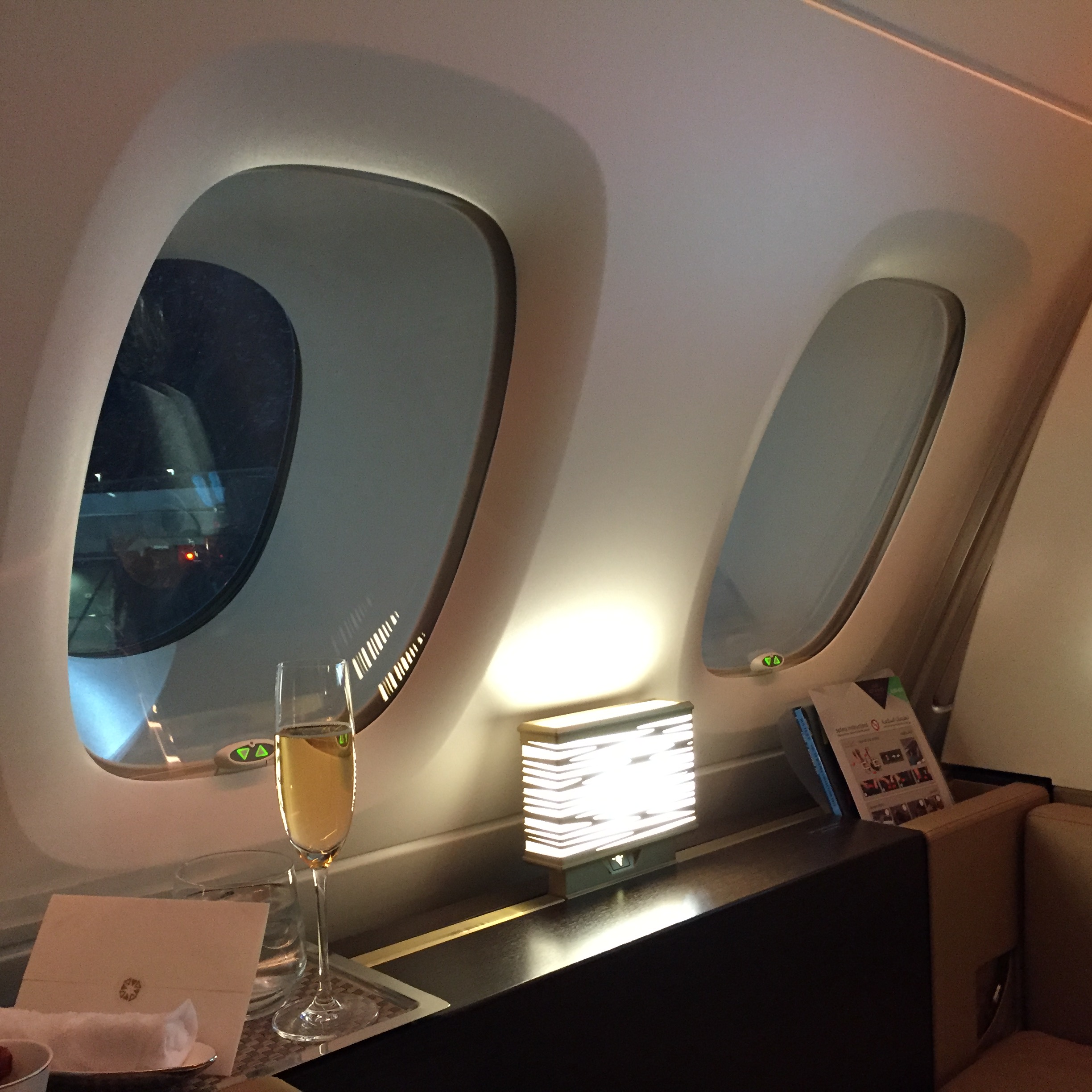 Etihad First Class A380 Apartment 4A windows