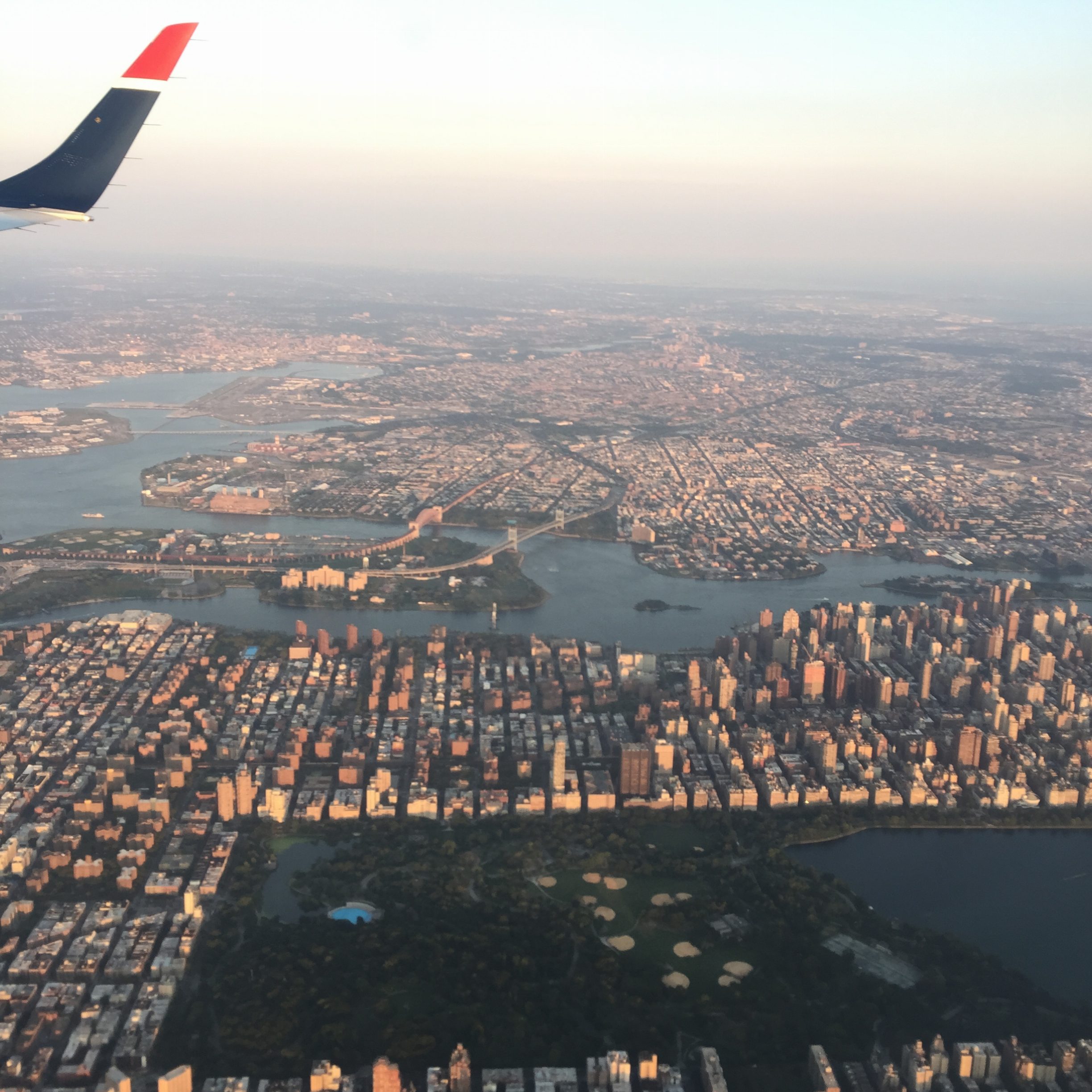 Flying over Central Park en route to La Guardia. Thank you British Airways Avios points for making flying to NYC a viable option. 
