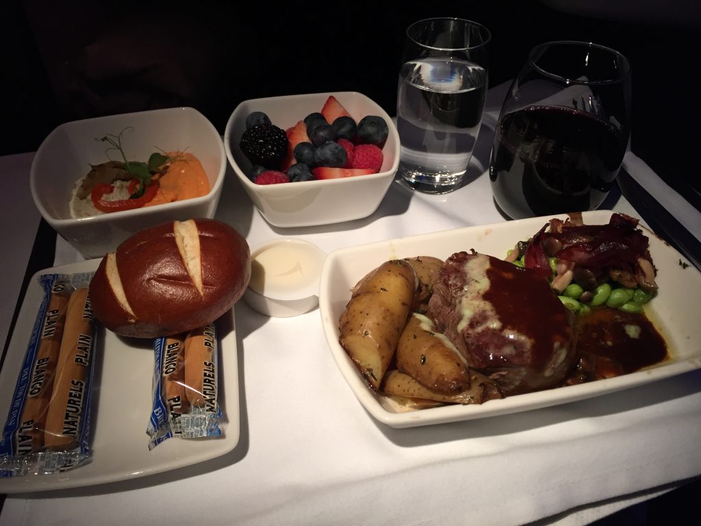 Cathay Pacific Business Class Dinner